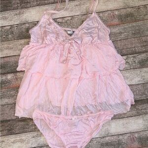 Victoria's Secret Light Pink Ruffled Chemise Set